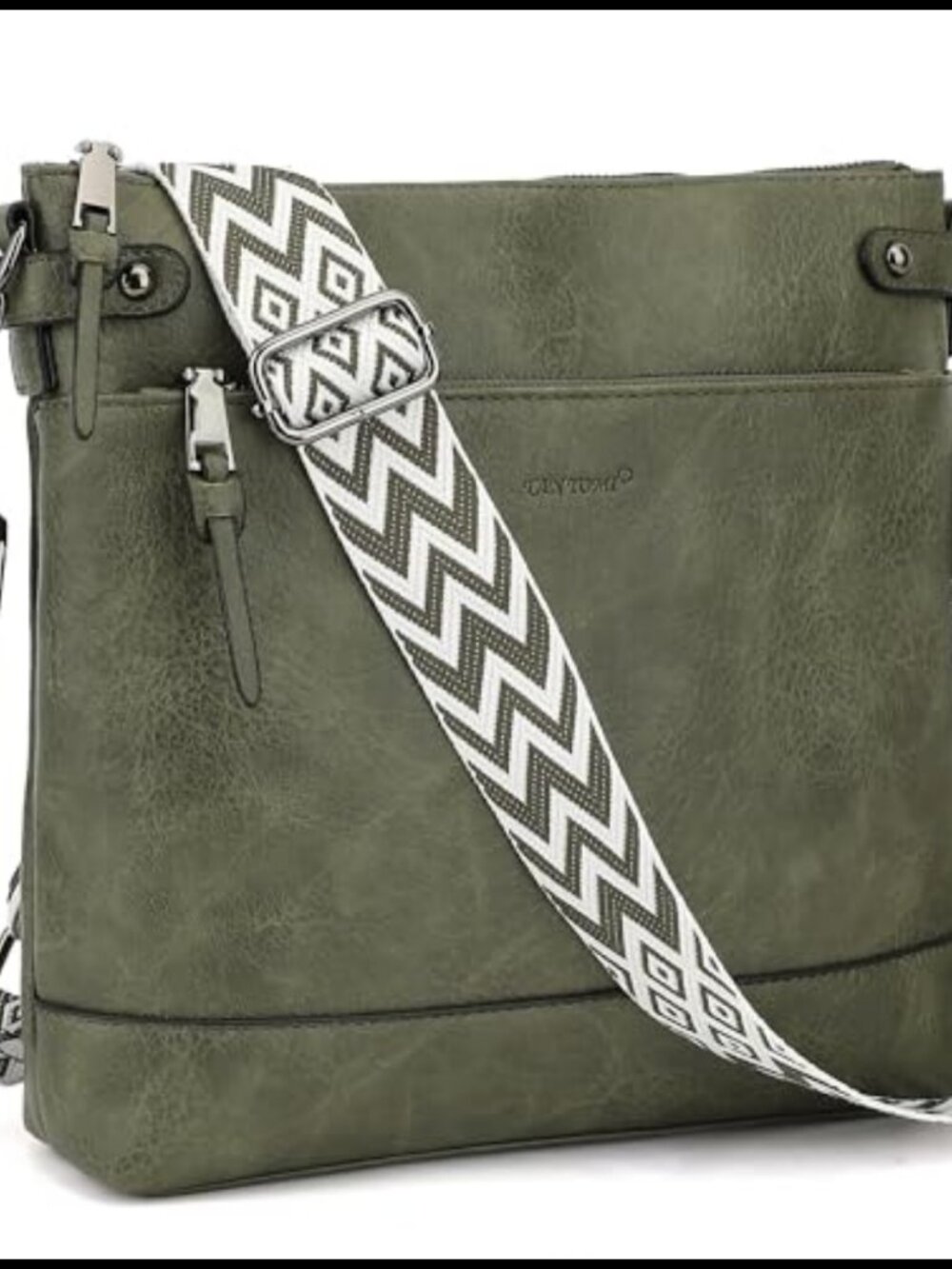 Vegan Leather Hobo Crossbody Bag with Guitar Strap & 6 Card Slots